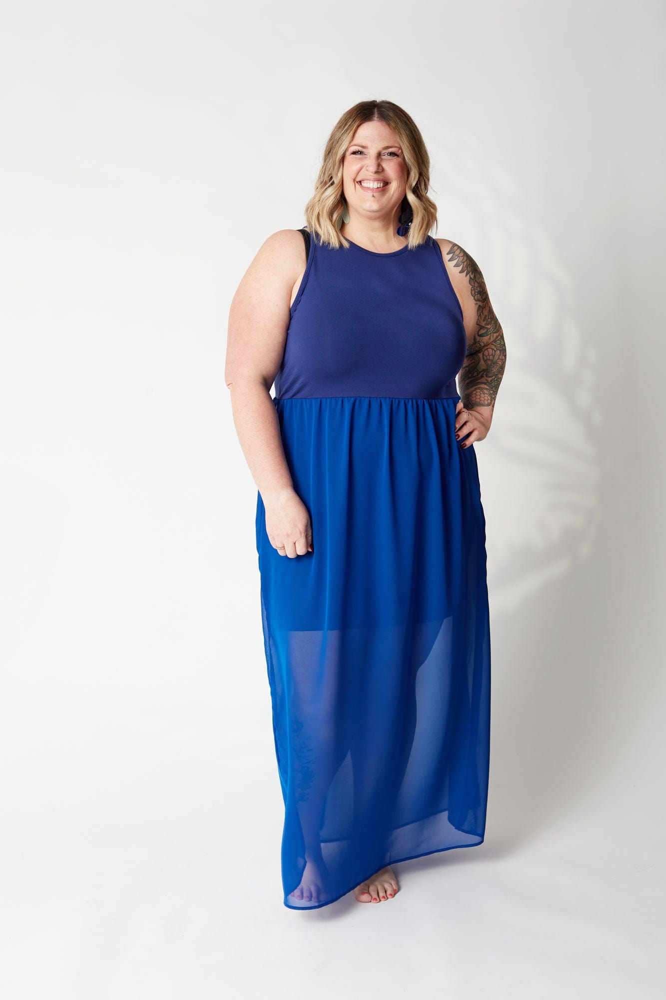 Colorblock Racerback Chiffon Maxi Dress in Lolite
