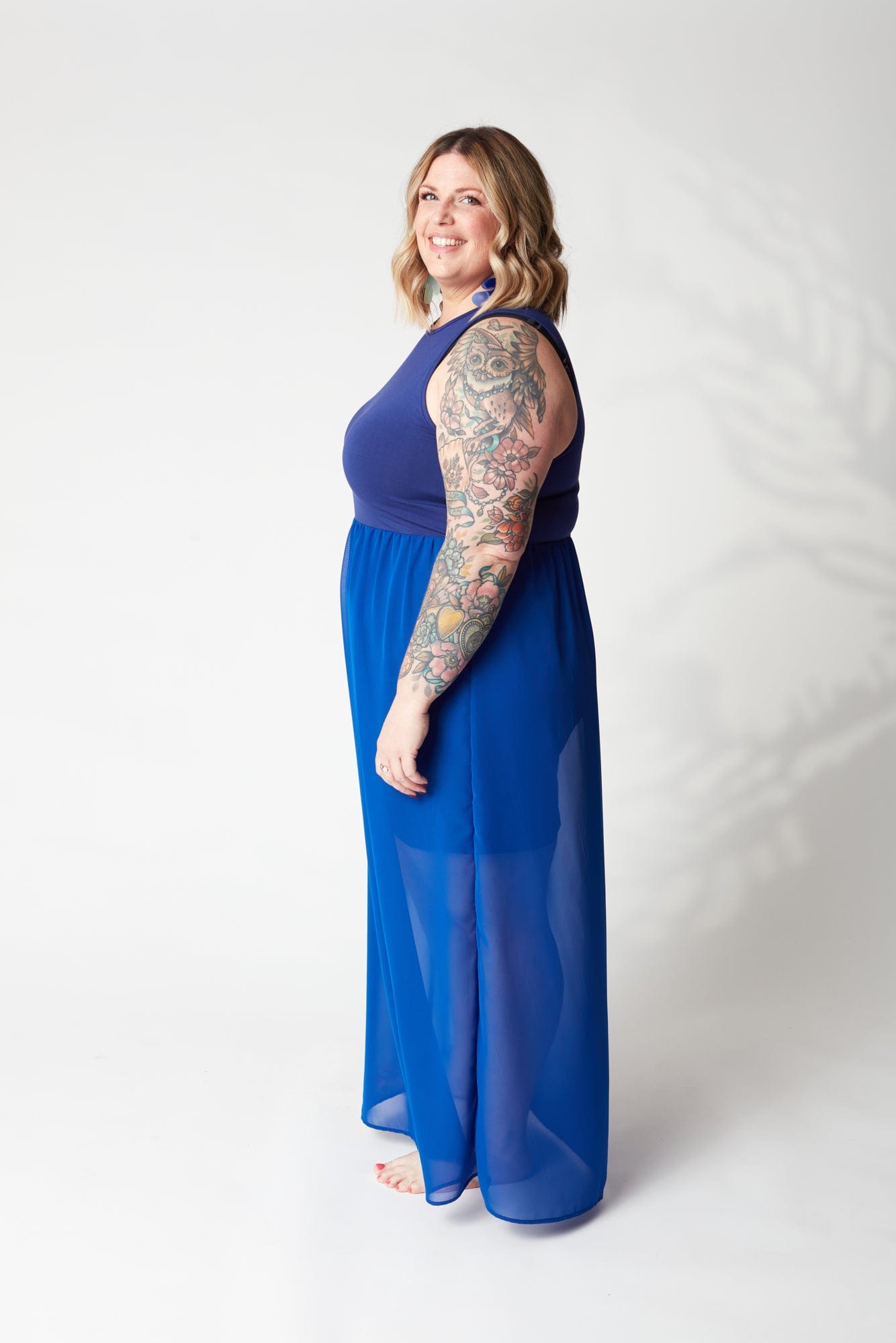 Colorblock Racerback Chiffon Maxi Dress in Lolite