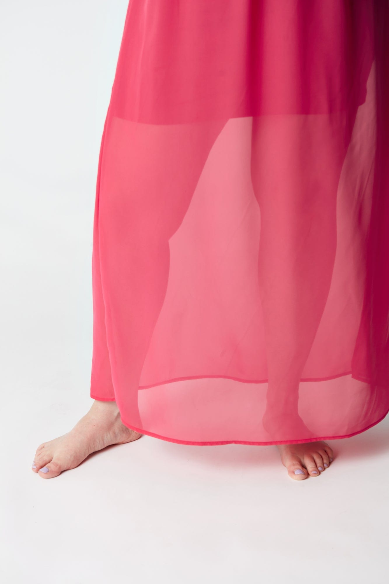 Colorblock Racerback Chiffon Maxi Dress in Wild Berry