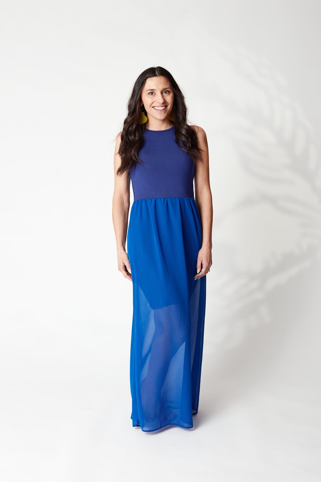 Colorblock Racerback Chiffon Maxi Dress in Lolite
