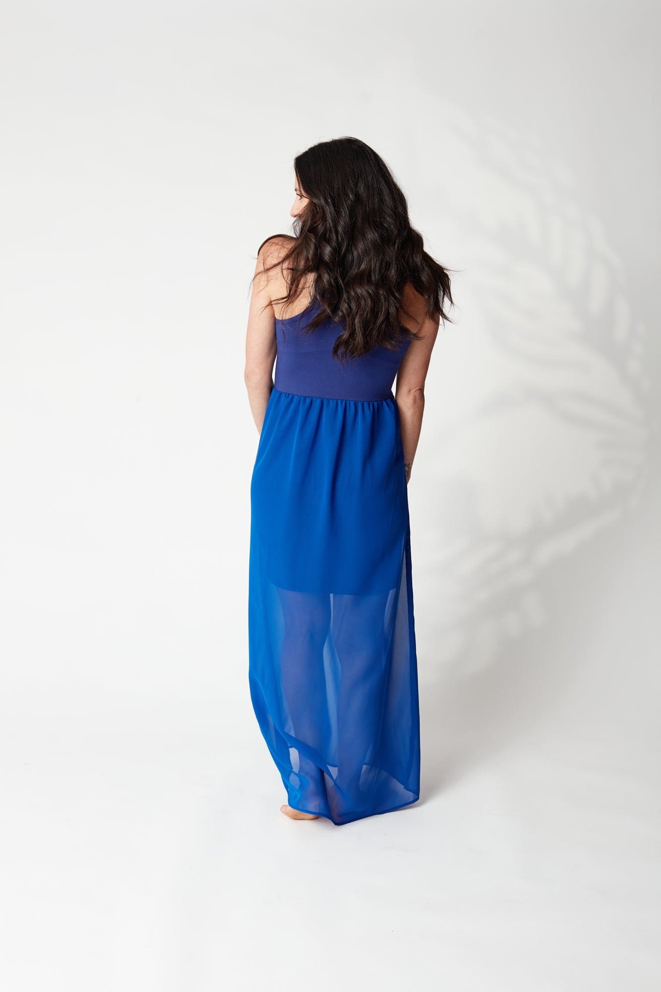 Colorblock Racerback Chiffon Maxi Dress in Lolite