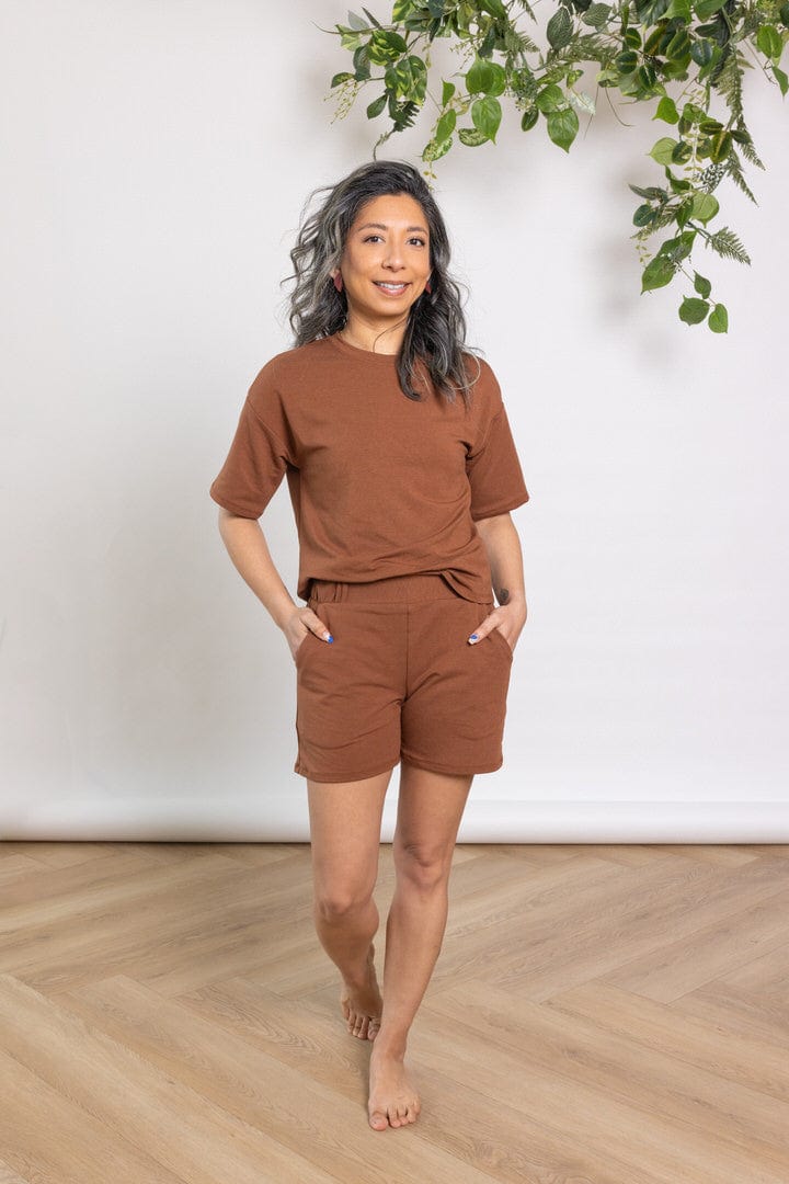 French Terry Boxy Tee in Walnut