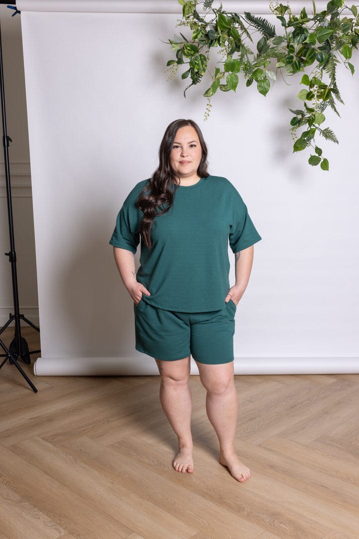 French Terry Boxy Tee in Emerald