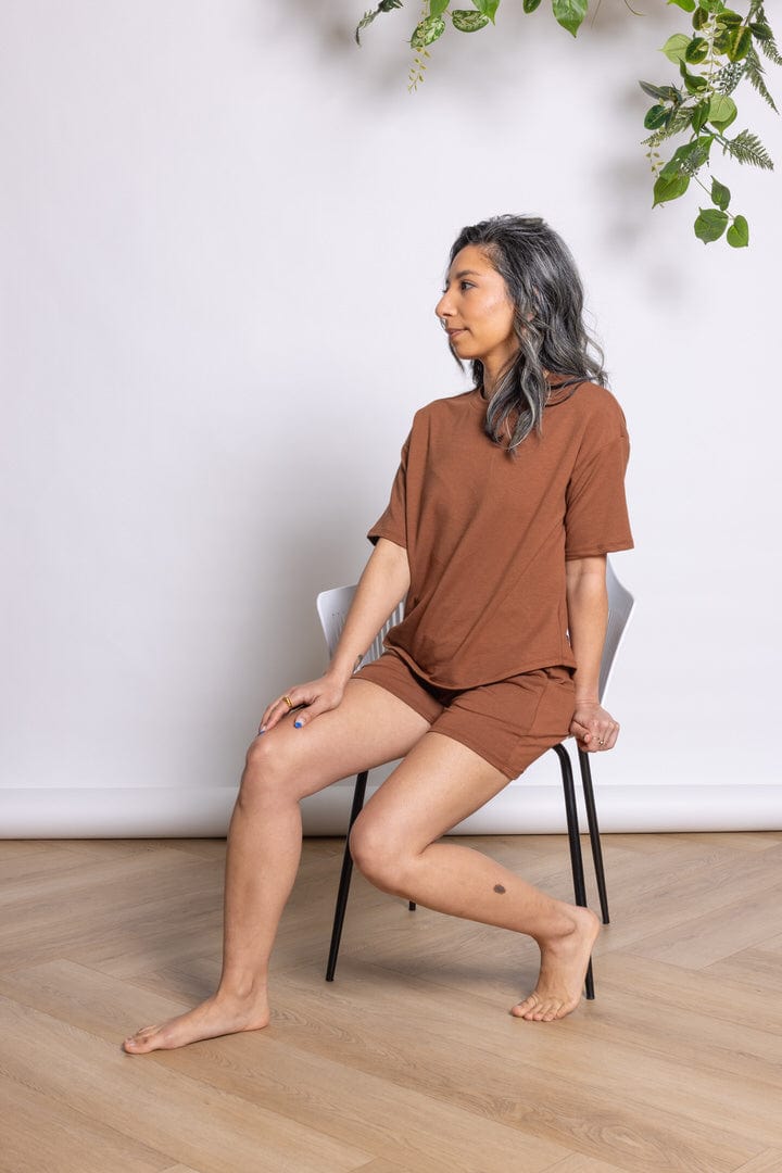 French Terry Boxy Tee in Walnut