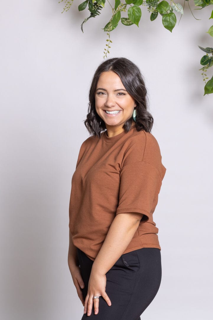 French Terry Boxy Tee in Walnut