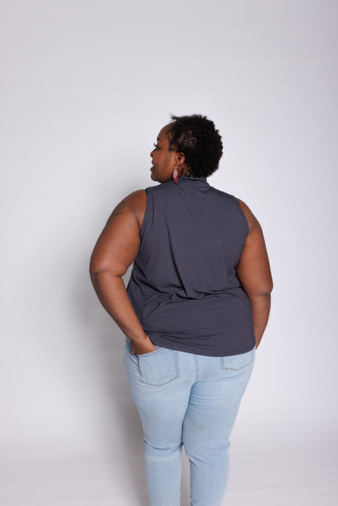 Mock Neck Tank in Stone