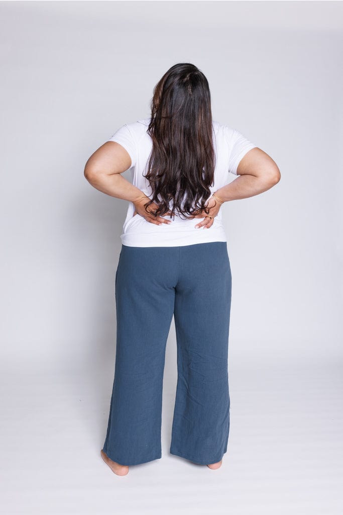 Linen Wide Trouser in Ocean
