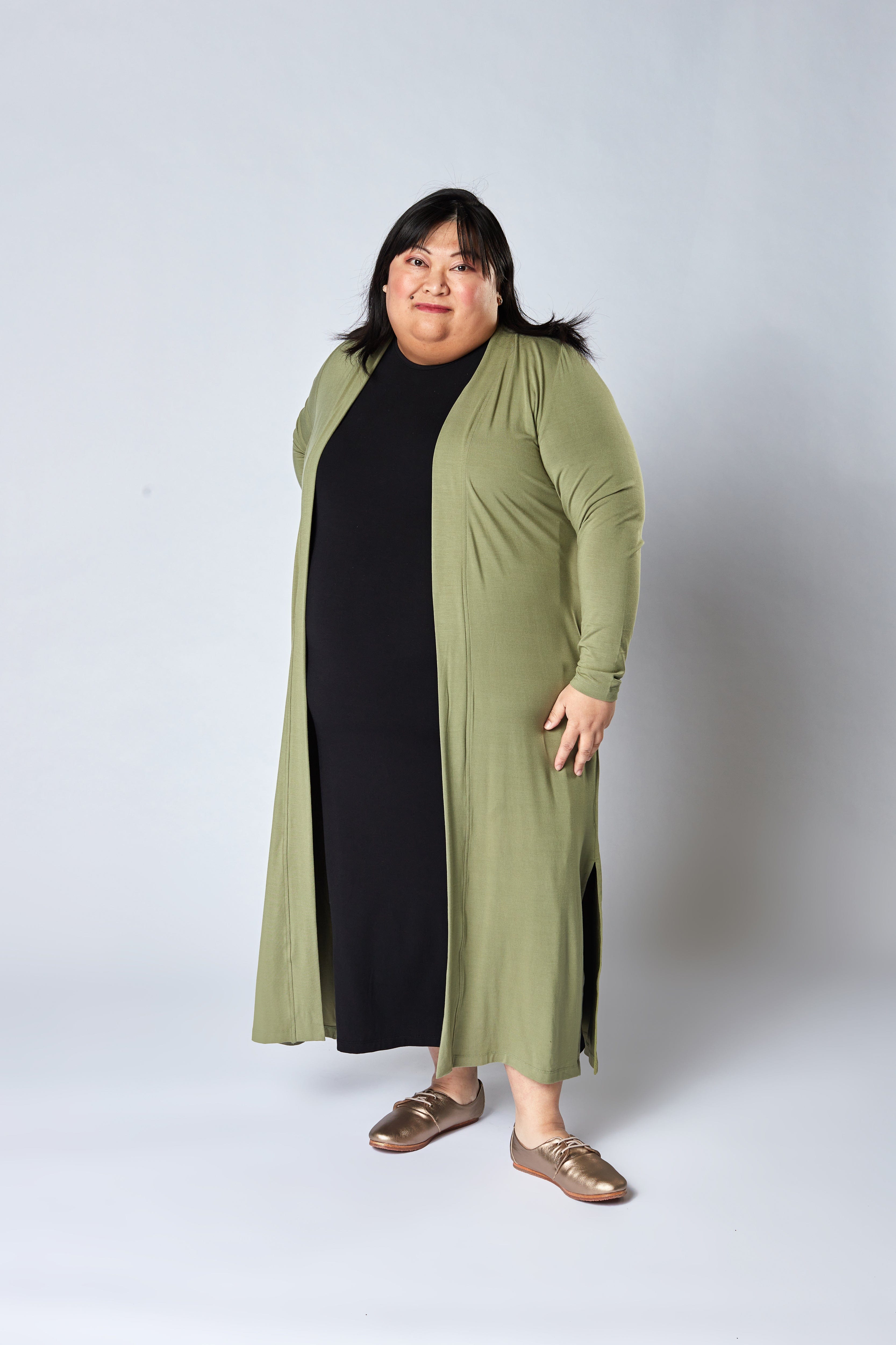 Cardigan long Silhouette en Jade