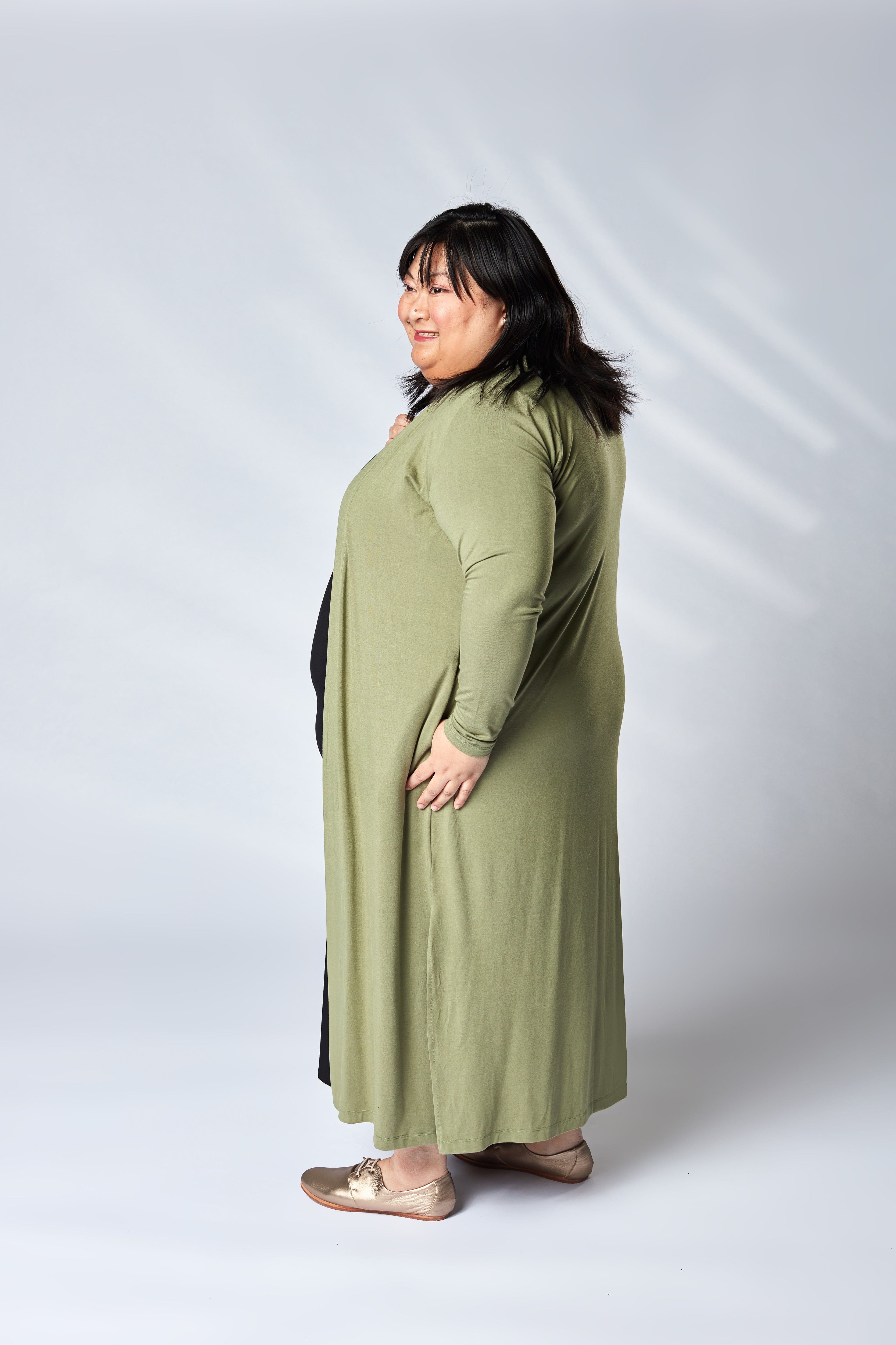 Cardigan long Silhouette en Jade