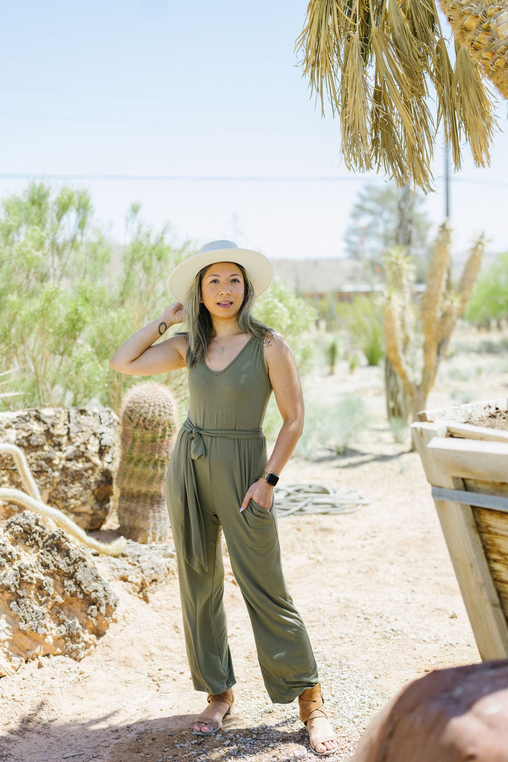 Tank Wide Leg Jumpsuit in Olive