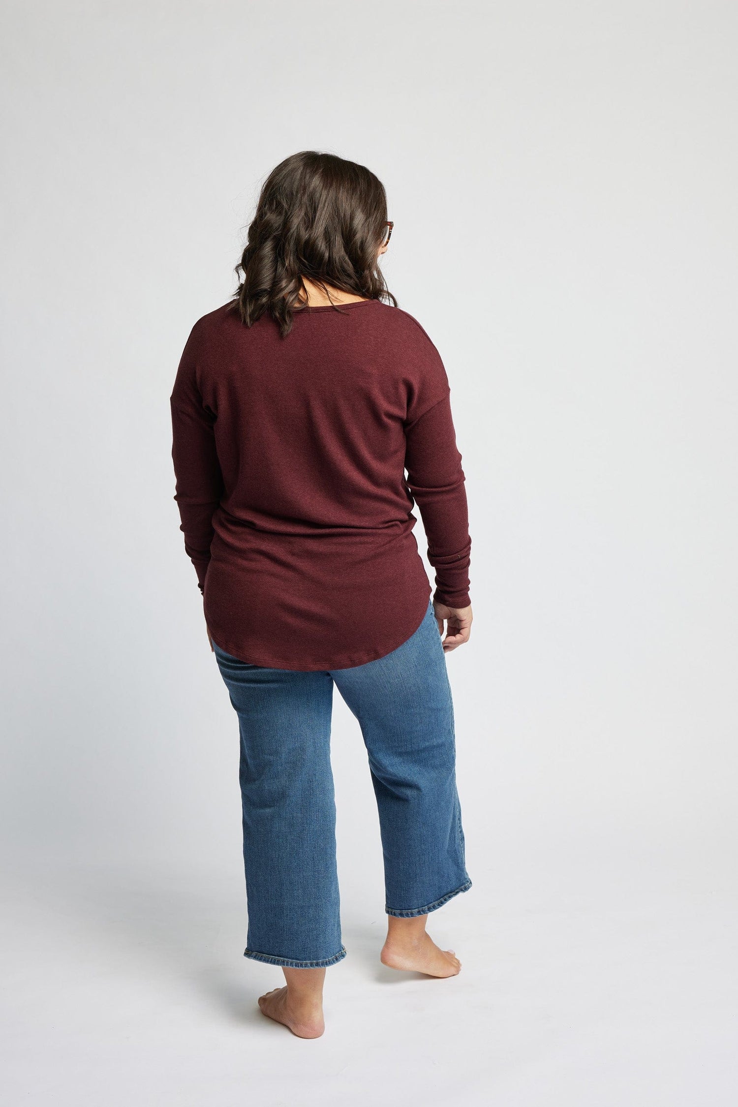 Knit V-Neck Sweater in Garnet - XS ONLY