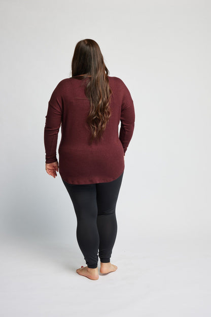Knit V-Neck Sweater in Garnet - XS ONLY