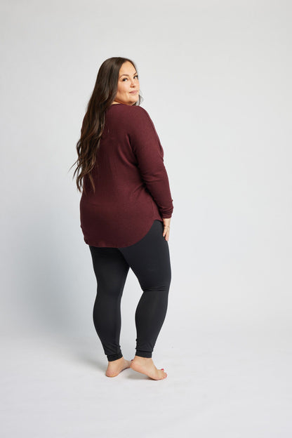 Knit V-Neck Sweater in Garnet - XS ONLY