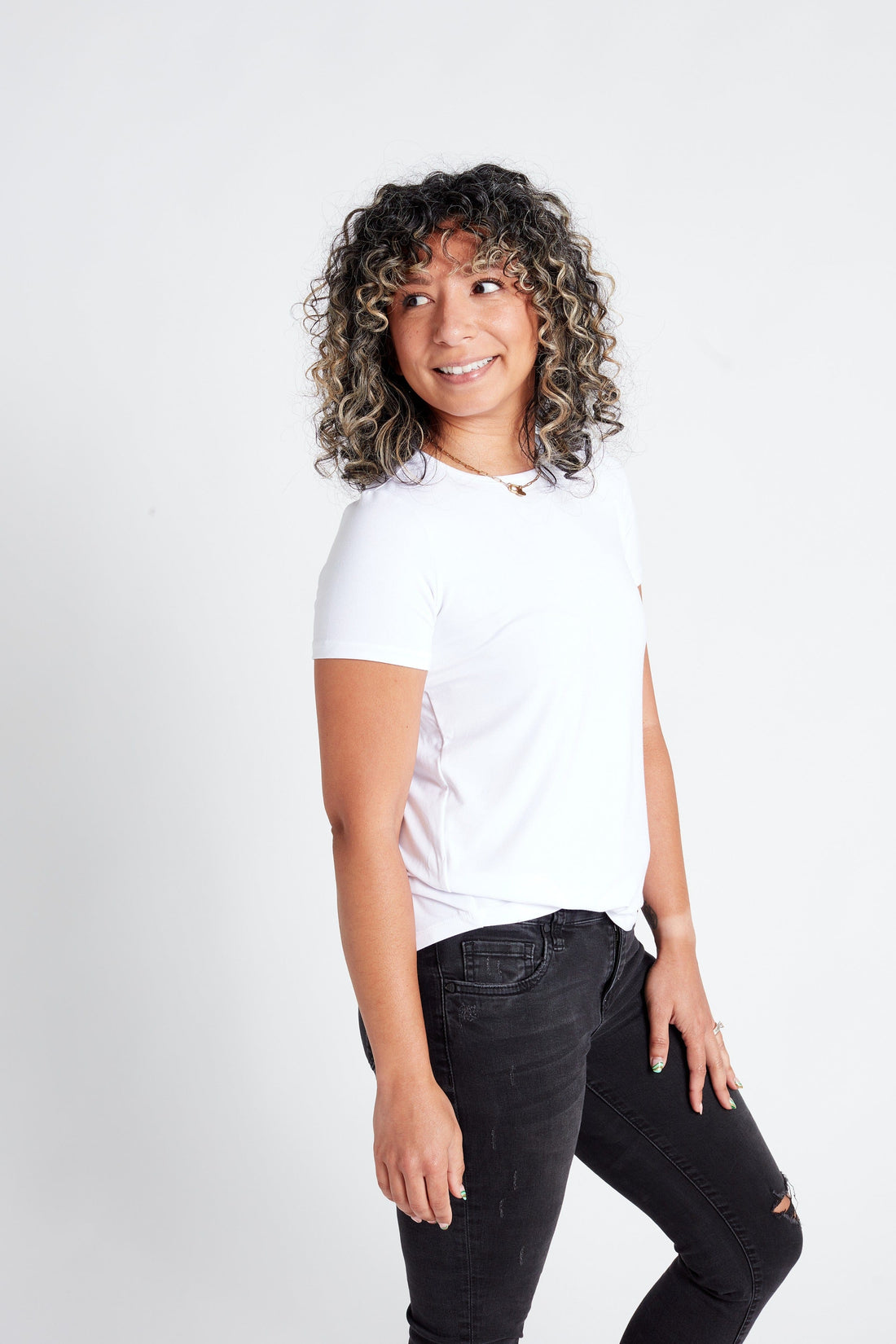 T-shirt ras du cou essentiel en blanc