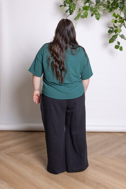 French Terry Boxy Tee in Emerald