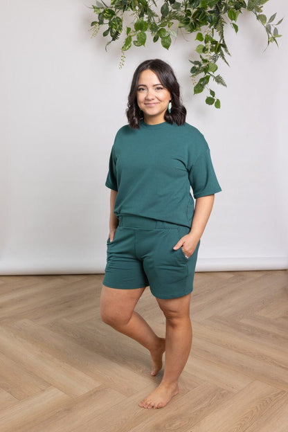 French Terry Boxy Tee in Emerald