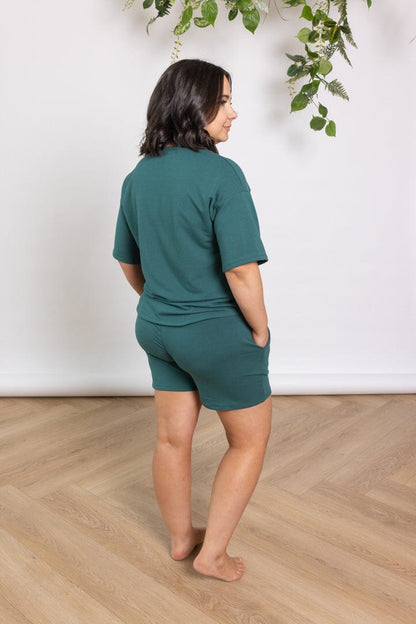 French Terry Boxy Tee in Emerald