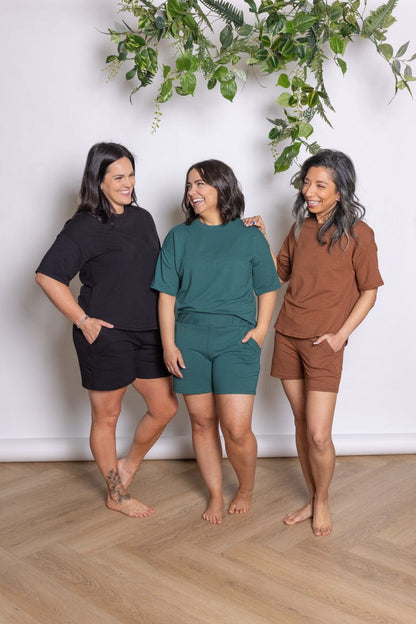 French Terry Boxy Tee in Emerald