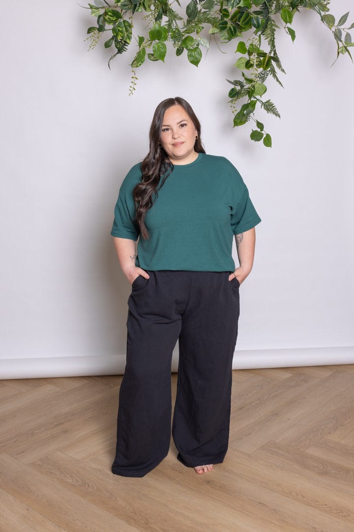 French Terry Boxy Tee in Emerald