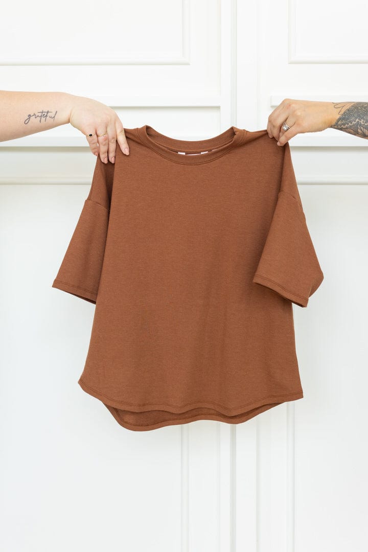 French Terry Boxy Tee in Walnut