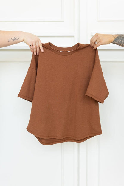 French Terry Boxy Tee in Walnut