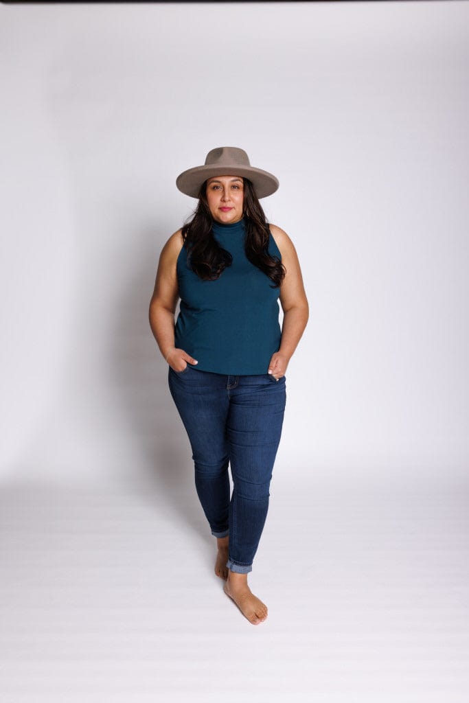 Mock Neck Tank in Lagoon