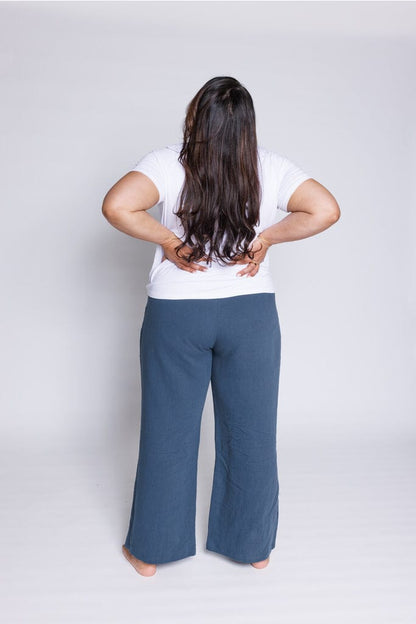 Linen Wide Trouser in Ocean