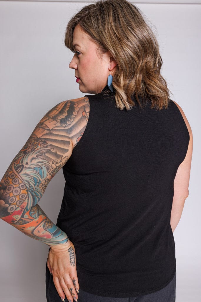 Mock Neck Tank in Onyx - XS ONLY