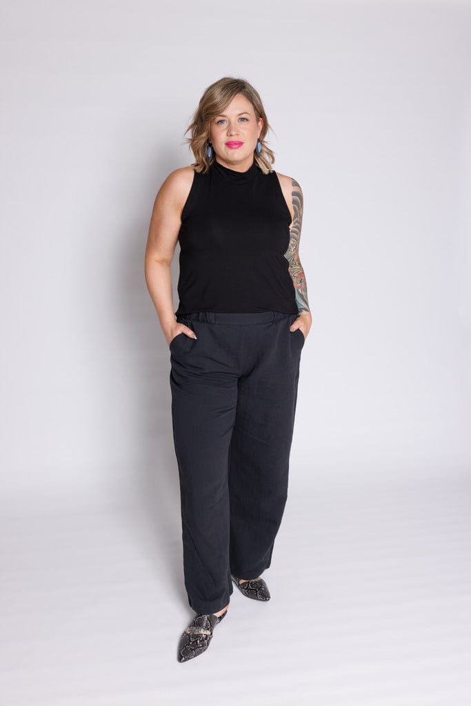 Mock Neck Tank in Onyx - XS ONLY