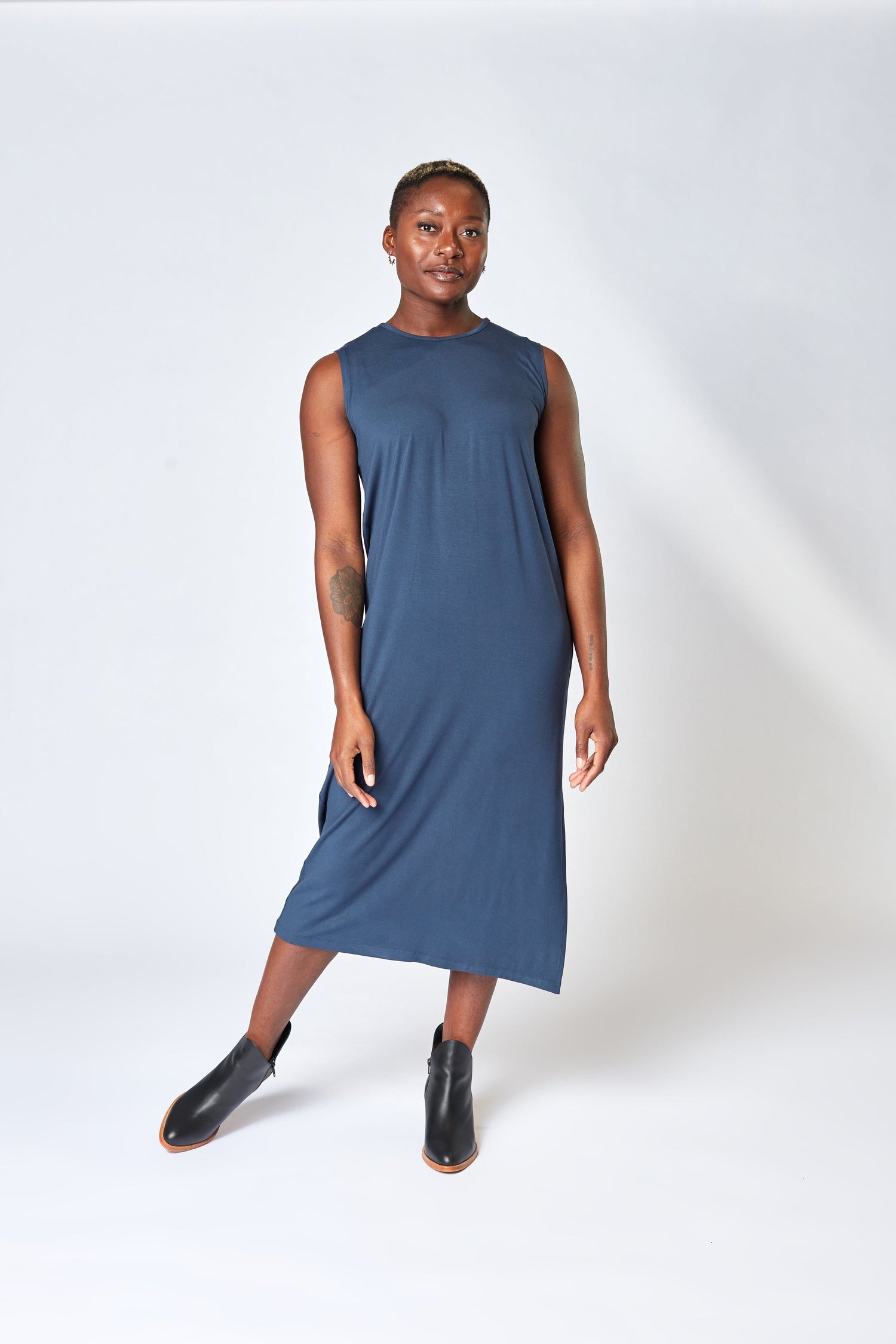 Robe midi colonne en bleuet